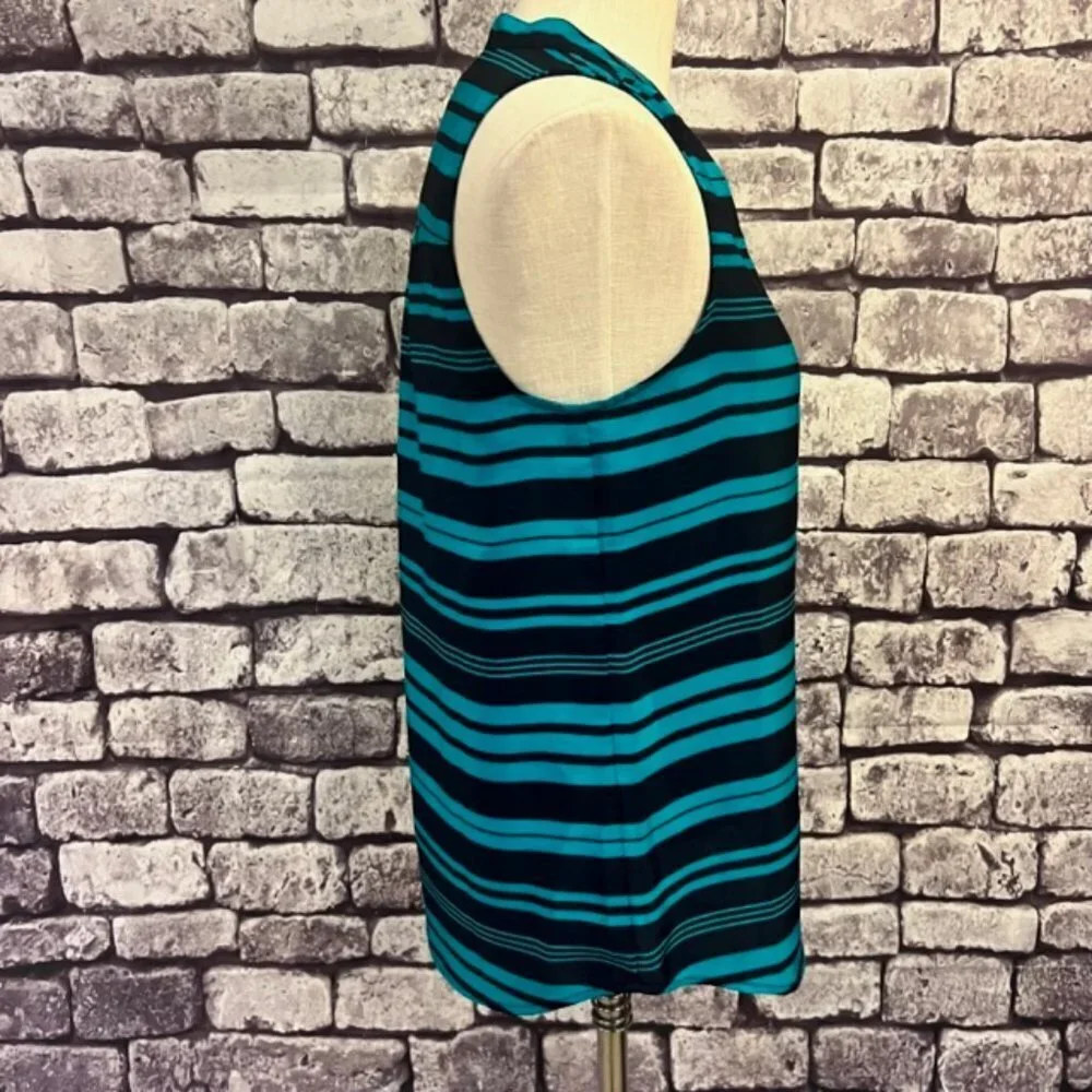 J. Crew Navy & Green Sleeveless Button Down Blouse Size 6